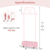 Kid clothes rack in pink with bear design, adjustable heights, and wheels for easy movement, ideal for children's.