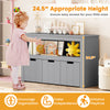 Kid toy storage cabinet in gray with 3 drawers on wheels, 24.5" height, ideal for organizing and enhancing playtime.