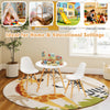 Kid's modern dining table set with two armless chairs, featuring a sturdy design and round shape for safety and comfort.