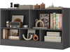 Gray 2-shelf bookcase with 5 compartments for kids' toys and books, ideal for playrooms and living spaces.