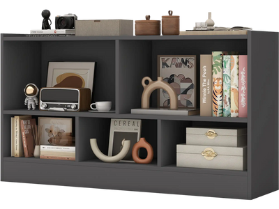 Costway Kids 5-Cube 2-Shelf Wood Toy Storage Bookcase Organizer 32706145 New