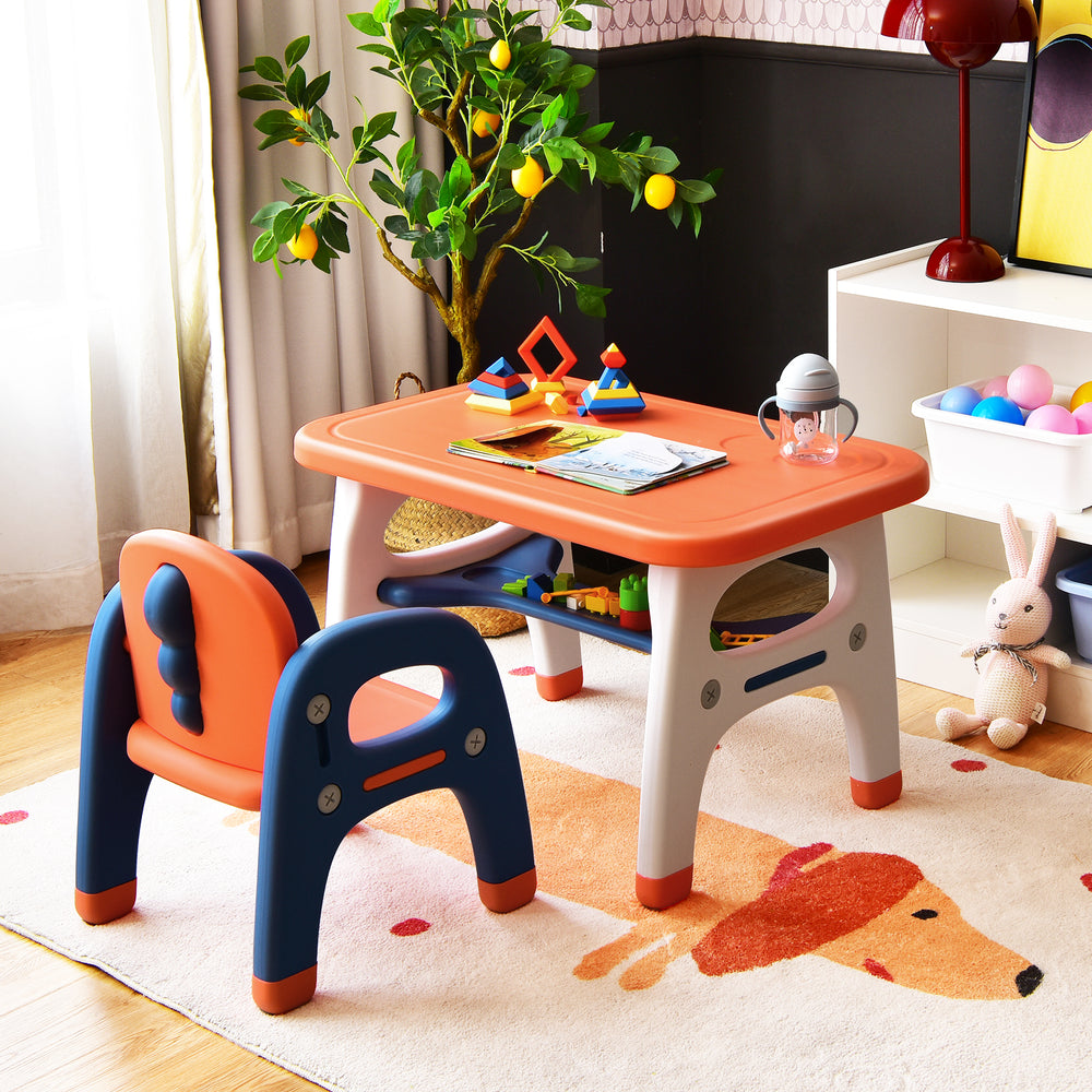 Kids Activity Table and Chair Set with Montessori Toys for Preschool and Kindergarten-Orange - Gallery View 1 of 12