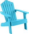 Turquoise kids Adirondack chair with tilted high backrest, made of all-weather HIPS material for outdoor use.
