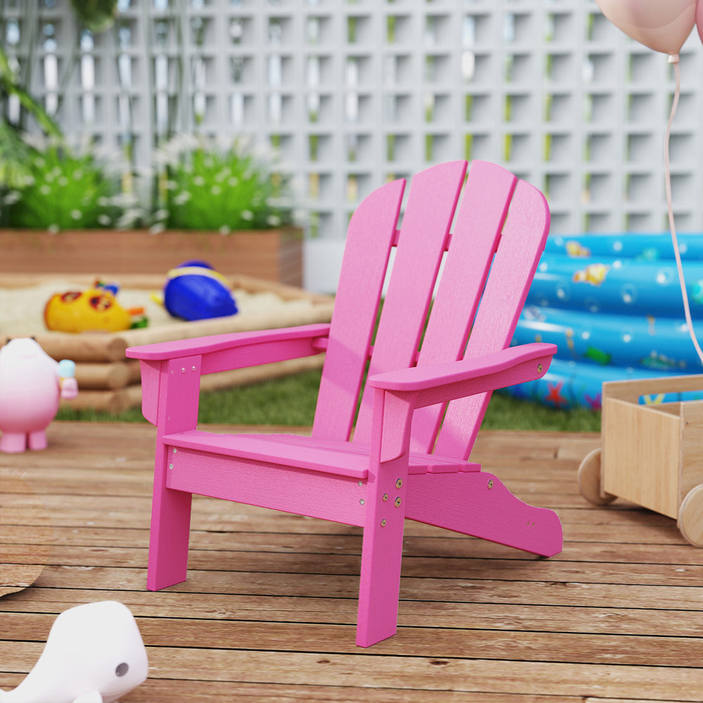 All-Weather HIPS Kid's Adirondack Chair with with High Backrest and Armrests-Pink - Gallery View 1 of 9