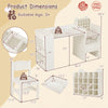 Dimension chart highlighting the measurements of the kids' art table and chair set in white for creative play areas.