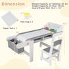 Kids art table with paper roll dispenser, gray color, includes fabric bins for storage, ideal for drawing and studying.