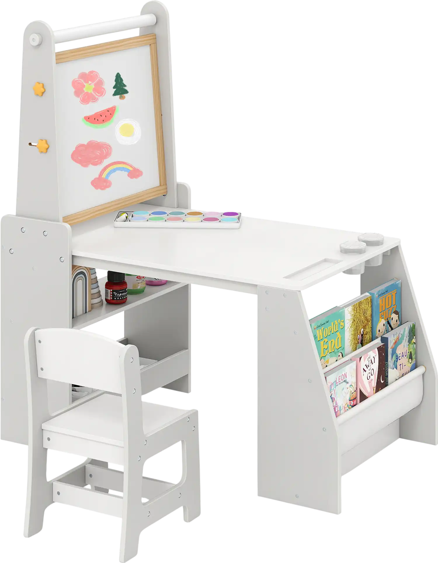 Costway Kids Art Table Chair Set Easel Drawing Reading 179856234 New