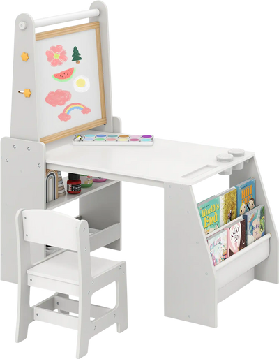 Costway Kids Art Table Chair Set Easel Drawing Reading 179856234 New