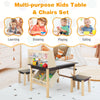 Kids art table and chairs set in coffee color with storage bins, perfect for drawing, playing, and eating.