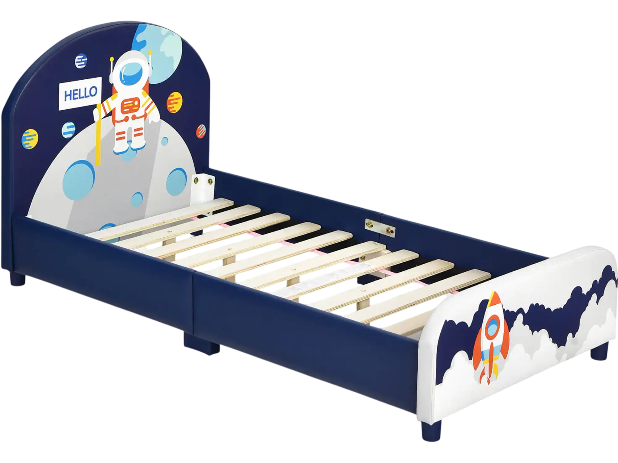 Costway Kids Upholstered Platform Bed Headboard Footboard 81705429 New