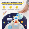 Kids upholstered platform bed headboard featuring a cute astronaut design, high-density sponge, and easy-to-clean PVC.