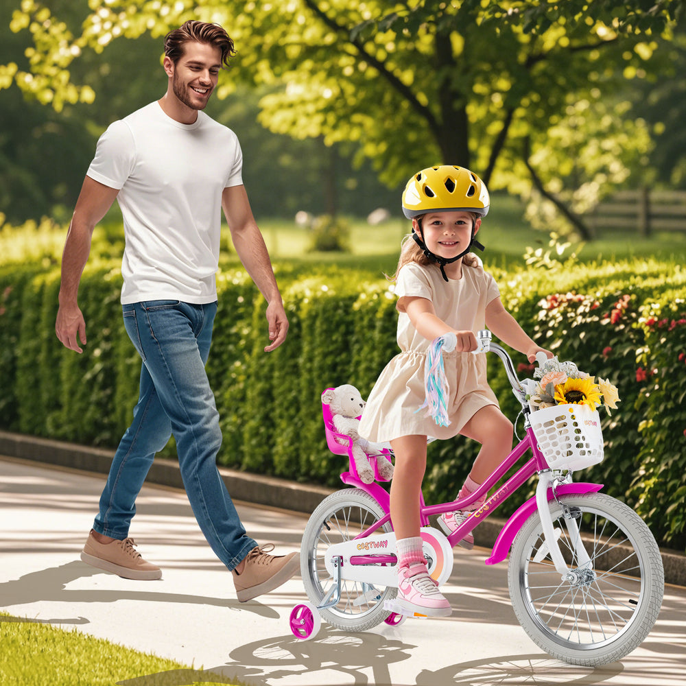 Kids Bike 18 Inch with Training Wheels and 2 Brake System for 4-8 Years Old - Gallery View 1 of 10