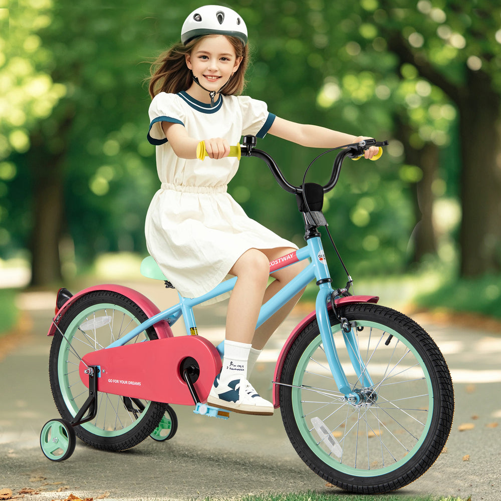 Kids Bike with Adjustable Handlebar and Saddle Blue-18 inches - Gallery View 1 of 10