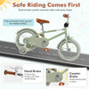 Kids bike in green with adjustable handlebar, enclosed chain guard, and dual brake system for safe riding.