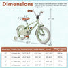 Kids bike with adjustable handlebar and saddle in green, featuring removable training wheels and a dual brake system.