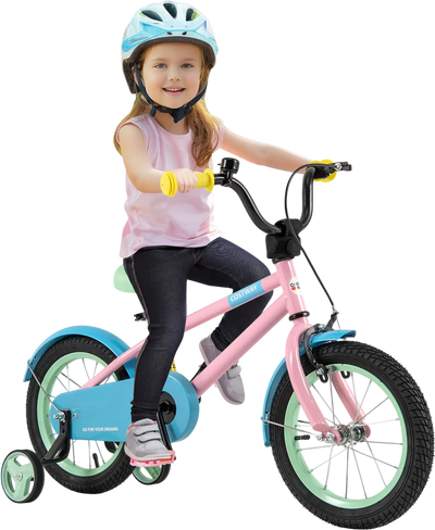 Costway Kids Bike Adjustable Handlebar Saddle Pink 14
