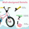 Kids bike in pink with adjustable handlebar, padded seat, and non-slip pedals, designed for safe riding and balance.