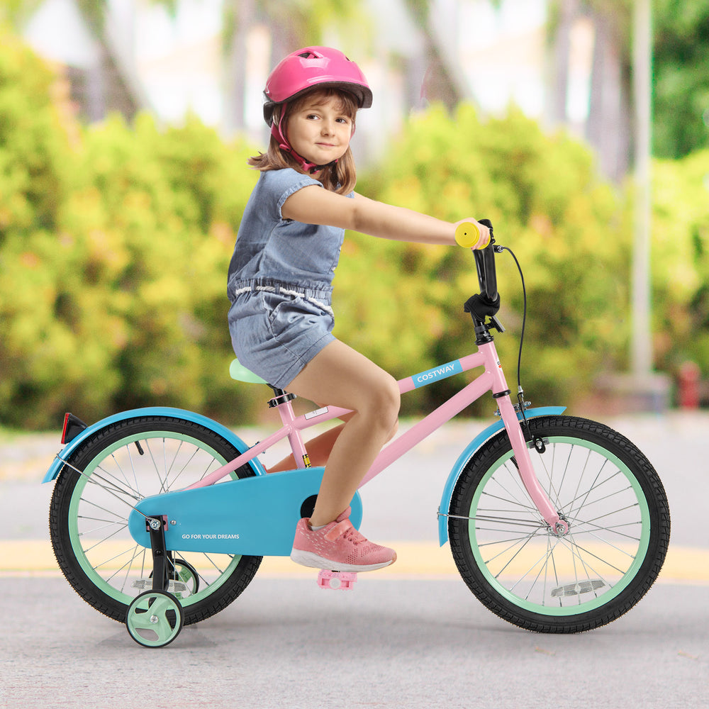 Kids Bike with Adjustable Handlebar and Saddle Pink-18 Inches - Gallery View 1 of 10