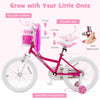 Kids bicycle with adjustable seat and handlebar, pink color, includes detachable training wheels for safe riding.