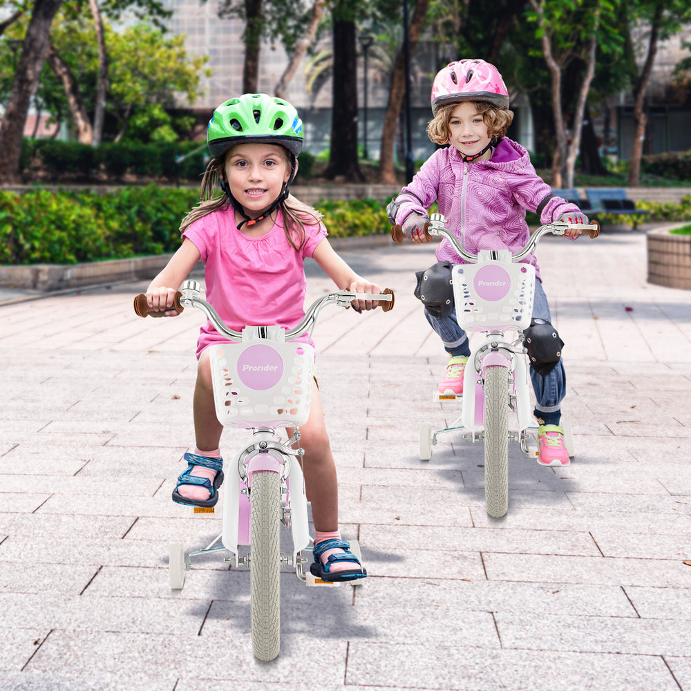 14 Inch Kid's Bike with Removable Training Wheels and Basket-Purple - Gallery View 1 of 7