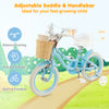 14-inch blue kids bike with adjustable seat and handlebar, front basket, ideal for balance training and outdoor fun.