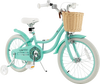 Kids bike with training wheels in green, featuring a front basket, adjustable seat, and durable carbon steel frame.