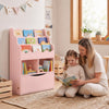 Kids Bookcase with 3-Tier Sling Bookshelf with Shelves Open Cubes and Flip Down Cabinet-Pink - Gallery View 1 of 11