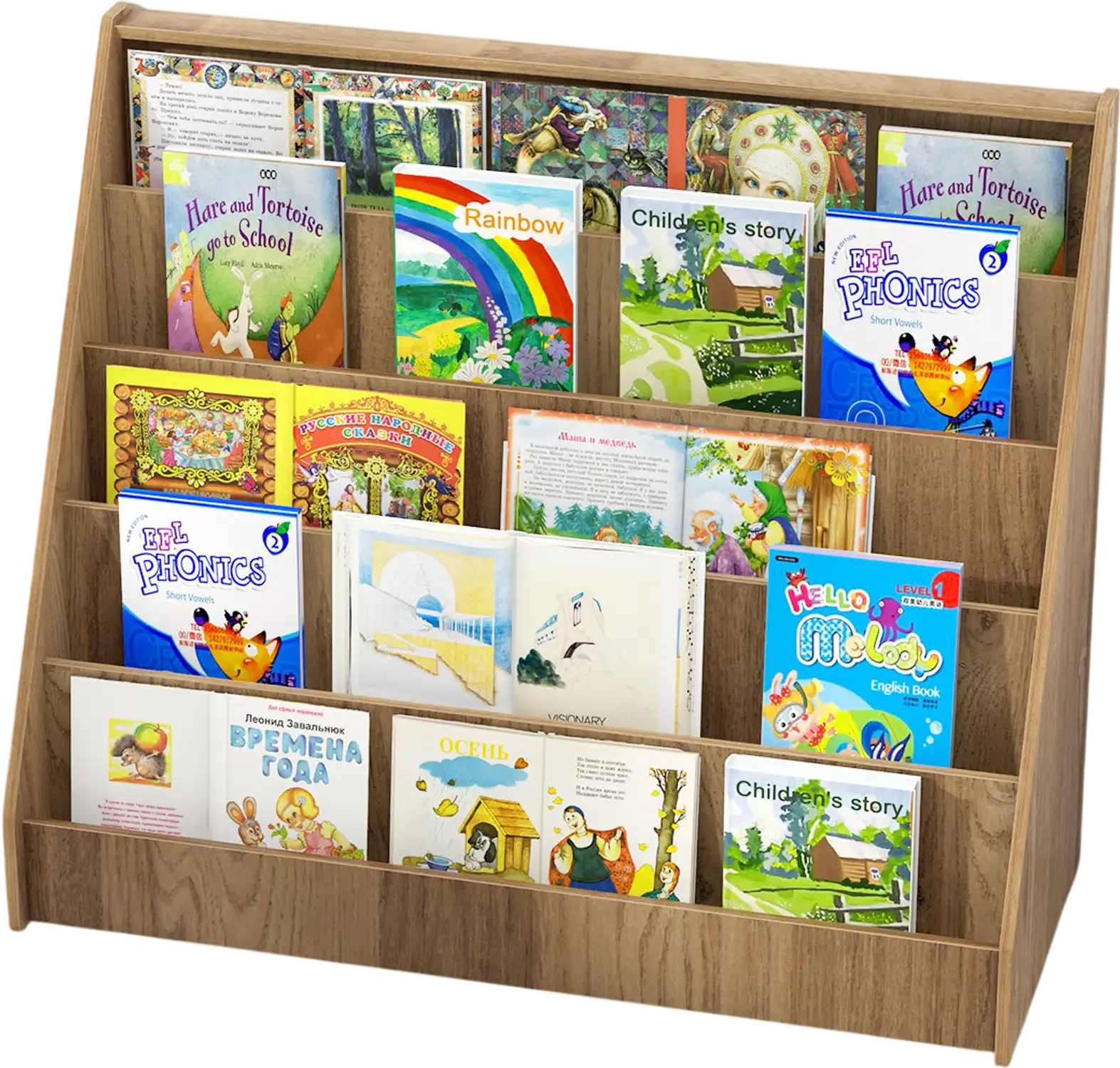 Costway 5-Tier Kids Bookshelf Deep Compartments Natural 29376854 New