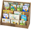 5-tier kids bookshelf in natural wood finish with deep compartments, perfect for organizing oversized books in.