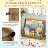 5-tier kids bookshelf in natural finish with deep compartments, anti-toppling devices, and anti-slip foot pads for.