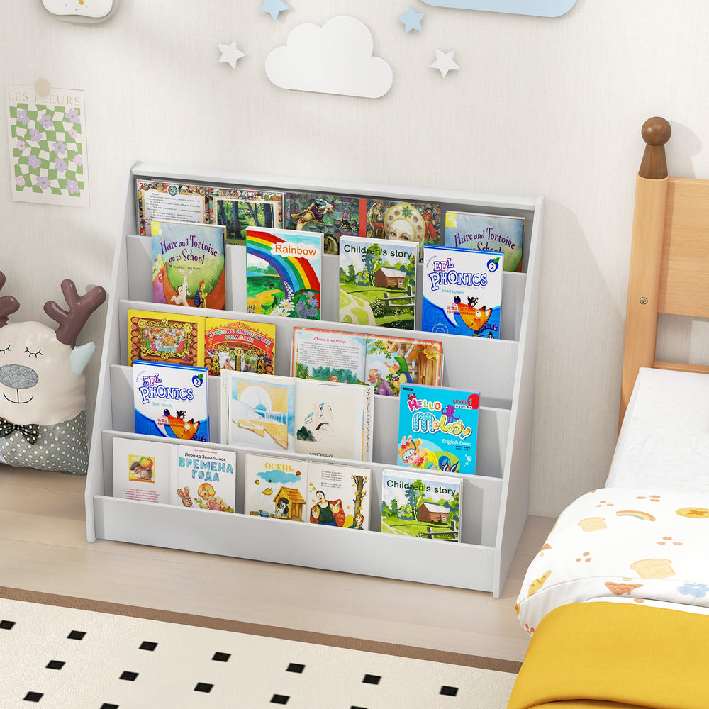 5-Tier Kids Bookshelf with Deep Compartments and Stable Baby Book Case-White - Gallery View 1 of 10