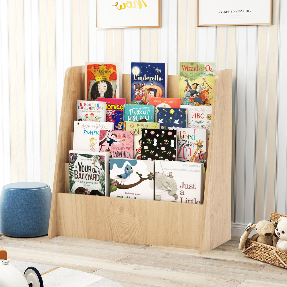 4-Tier Kids Bookshelf with Deep Compartments for Bedroom-Natural - Gallery View 1 of 10