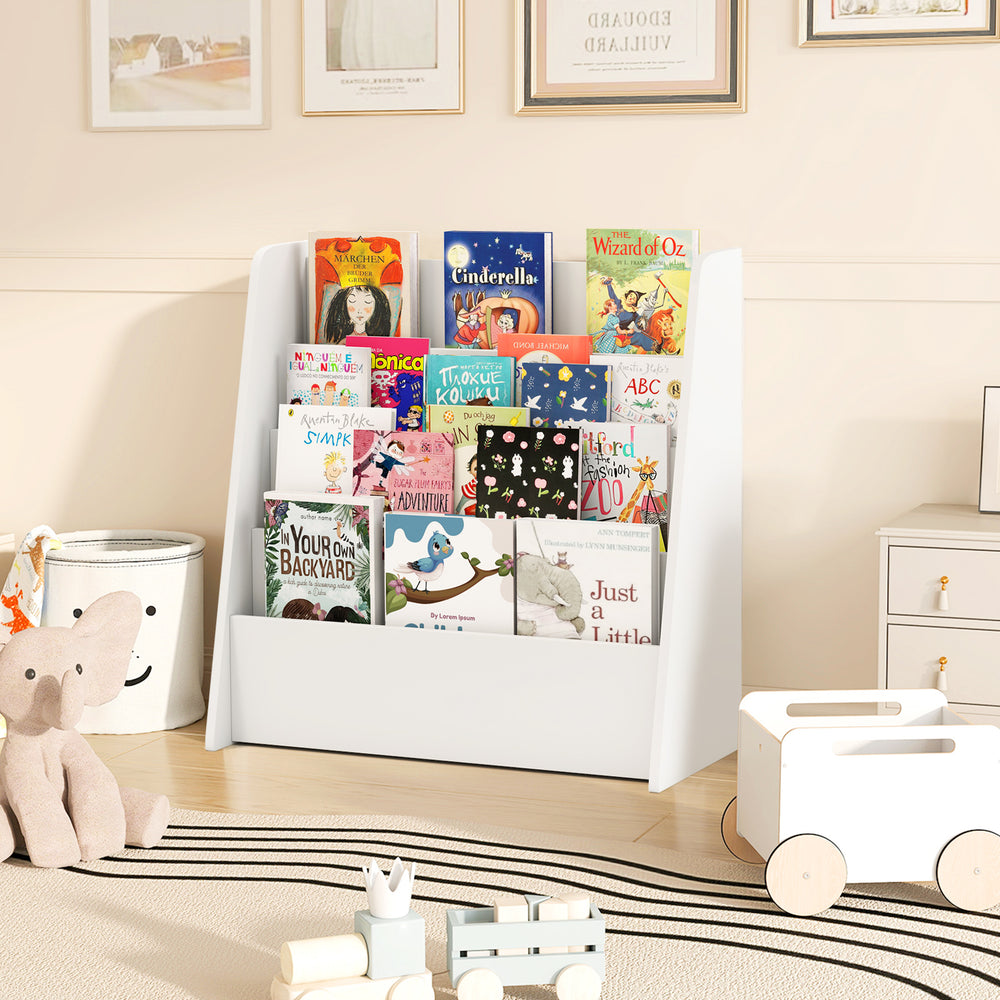 4-Tier Kids Bookshelf with Deep Compartments for Bedroom-White - Gallery View 1 of 10