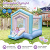 Kids bounce house with slide and basketball rim, made of tear-proof 840D PVC, perfect for outdoor play and parties.