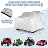 Kids car cover for power ride-on toy car, 51"L x 33.5"W x 33.5"H, weather-resistant with elastic hem for secure fit.