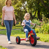 Kids carbon steel bike in red with 15-inch inflatable rubber tires, perfect for outdoor riding and stability.