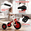 Kids carbon steel bike in red with padded seat, anti-slip pedals, and easy-to-grip handles for a secure ride.