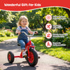 Kids carbon steel bike in red with 15-inch inflatable tires, designed for stability and improving motor skills outdoors.