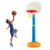 Kids basketball hoop stand with adjustable height, made of durable HDPE, suitable for indoor and outdoor play.