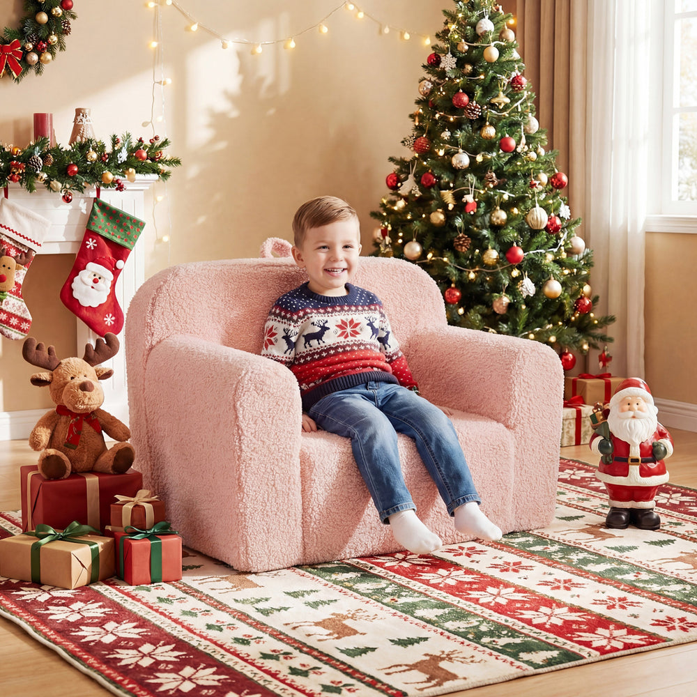 Kids Couch Portable Toddler Sofa with Anti-slip Base-Pink - Gallery View 1 of 10