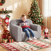Cozy gray kids couch made of teddy fleece, featuring a wide backrest and armrests, perfect for playrooms and bedrooms.