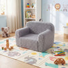 Cozy gray kids couch made of teddy fleece, featuring a wide backrest and armrests, ideal for playrooms and bedrooms.