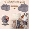 Gray kids couch with teddy fleece fabric, wide backrest, and removable cover, perfect for playrooms and bedrooms.