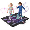 Kids joyfully dance on the 4-in-1 electronic dance mat featuring 8 songs, LED lights, and anti-slip stability.