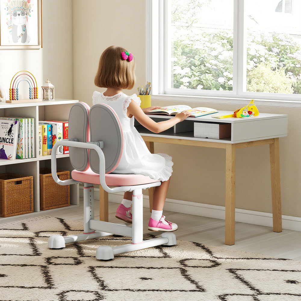 Kids Desk Chair Children Study Chair with Double Back Support and Adjustable Height-Pink - Gallery View 1 of 10