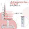 Kids desk chair in pink with adjustable seat height from 14" to 17", designed for ergonomic support and durability.
