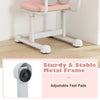 Kids desk chair with adjustable foot pads and sturdy metal frame, designed for ergonomic support and durability.