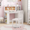 Kids Desk and Chair Set with Hutch and 3-Layer Side Shelf-White - Gallery View 1 of 11