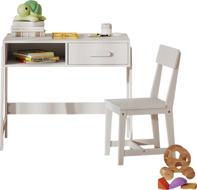 Costway Kids Desk Chair Set Storage Drawer Hutch White 254793861 New