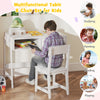 Kids desk and chair set in white with storage drawer, ideal for studying, painting, and reading, featuring ergonomic.